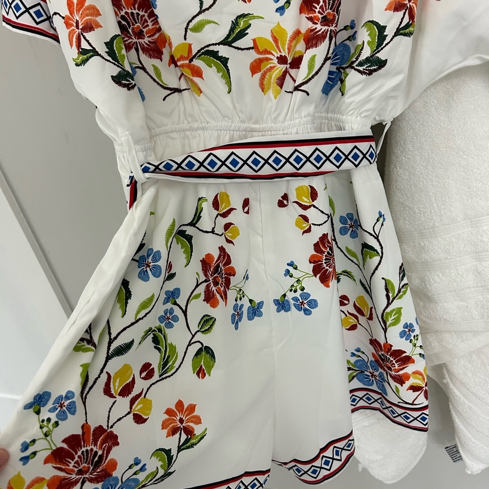 Cupshe Floral Embroidered Jumpsuit - White, Red, Blue, Green - Picture 7 of 8